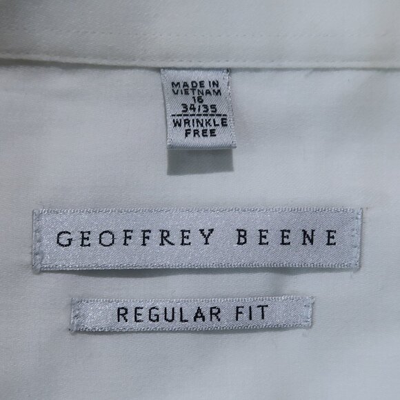 Geoffrey Beene Button Down Mens White Regular Fit Shirt Cotton Blend Neck 16 - Picture 5 of 11